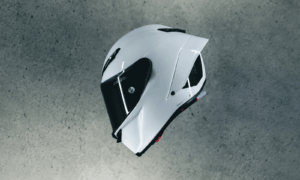 Capacete AGV Pista GP RR Mono Branco, um modelo de alta performance com design elegante e construção em fibra de carbono, ideal para pilotos que buscam a tecnologia da MotoGP.