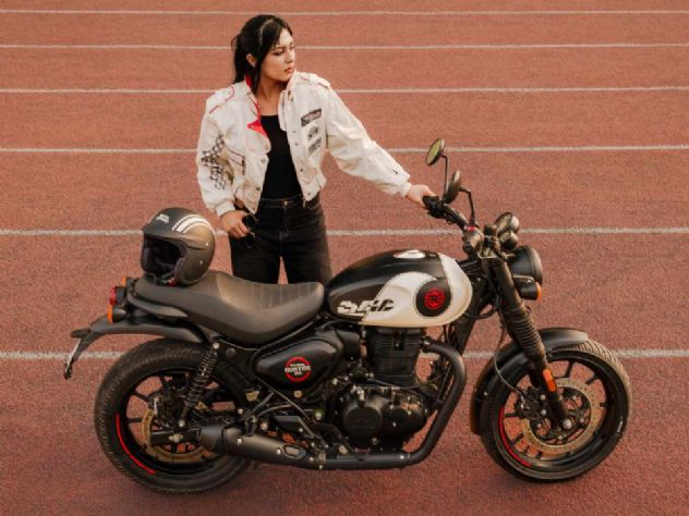 Royal Enfield Hunter 350 2027 em destaque, exibindo seu novo design e cores inspiradas no Brasil, com foco nos aprimoramentos estéticos e técnicos da motocicleta urbana.