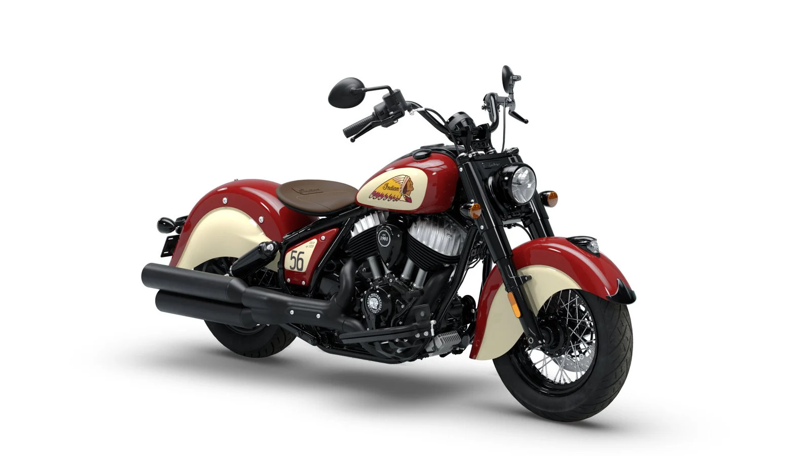 Indian Chief Vintage Sturgis SD Edition exibindo seu acabamento premium e detalhes cromados sob a luz do sol, com o logo de 125 anos visível.
