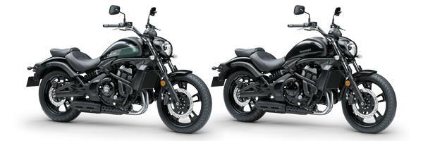 Kawasaki Vulcan S 2027, uma motocicleta cruiser moderna com design elegante e motor bicilíndrico de 649cc em destaque, estacionada em um ambiente urbano.