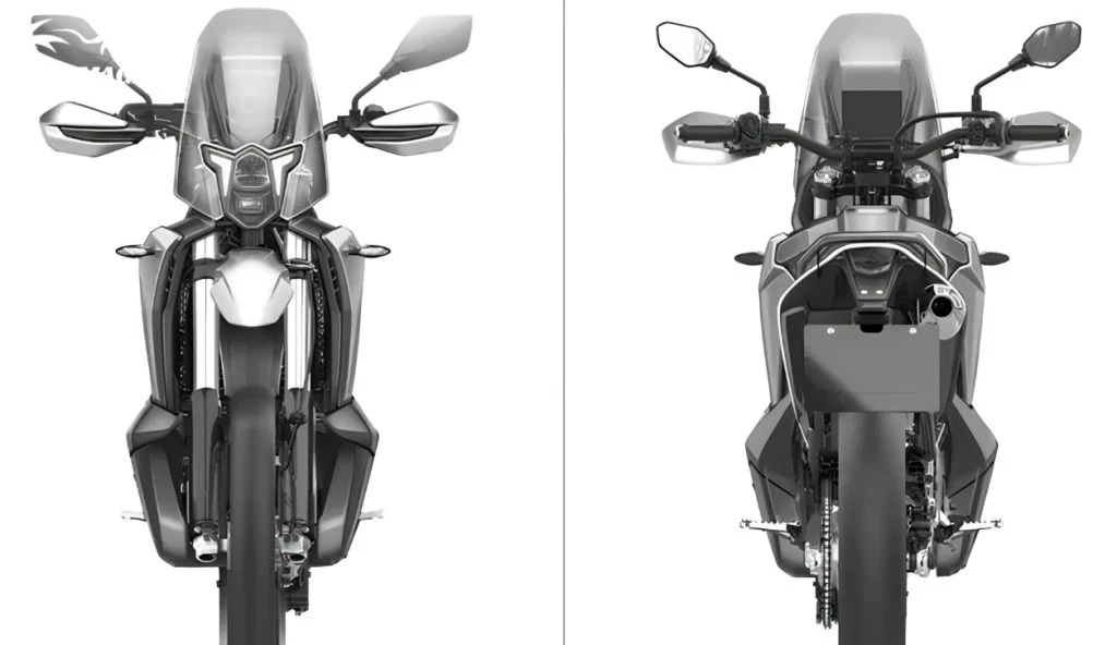 Kove 350 Rally em ação, destacando seu design inspirado no Dakar e sua agilidade em terrenos off-road