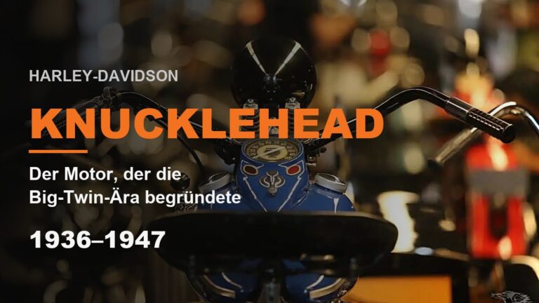 Motor Harley-Davidson Knucklehead modelo EL de 1936, um icônico propulsor V-Twin com cabeçotes característicos que remetem aos nós dos dedos, marcando o início da era Big-Twin.