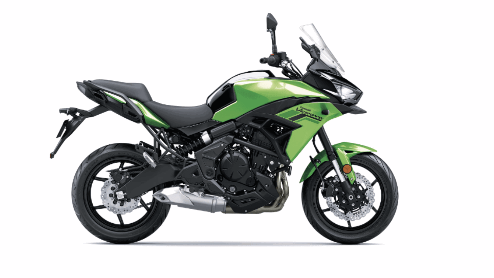 Linha 2027 de motocicletas Kawasaki exibindo suas novas opções de cores vibrantes e acabamentos sofisticados em um cenário moderno e dinâmico.