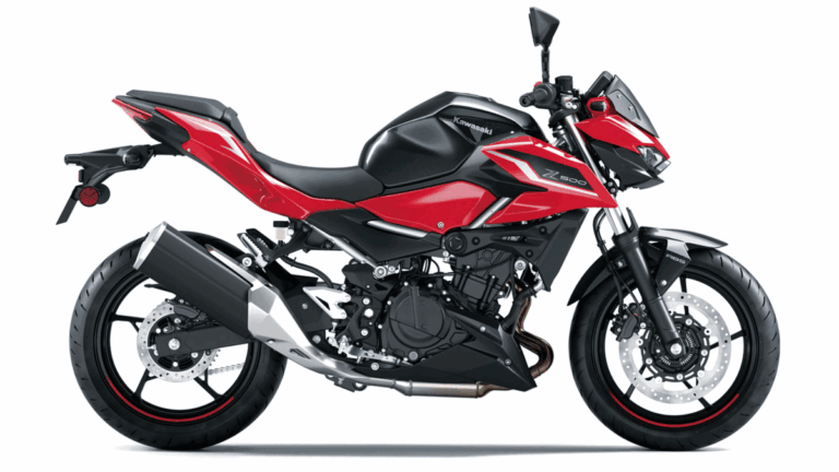 Linha 2027 de motocicletas Kawasaki exibindo suas novas opções de cores vibrantes e acabamentos sofisticados em um cenário moderno e dinâmico.