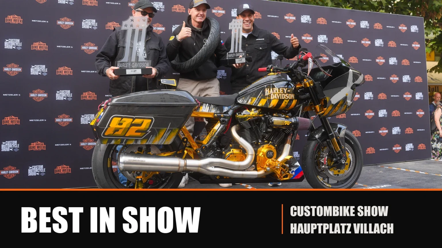 Moto customizada Clubstyle preta e dourada de Vito Klemenčič, VK Custom Works, vencedora do Best in Show no Villach Custom Bike Show 2026