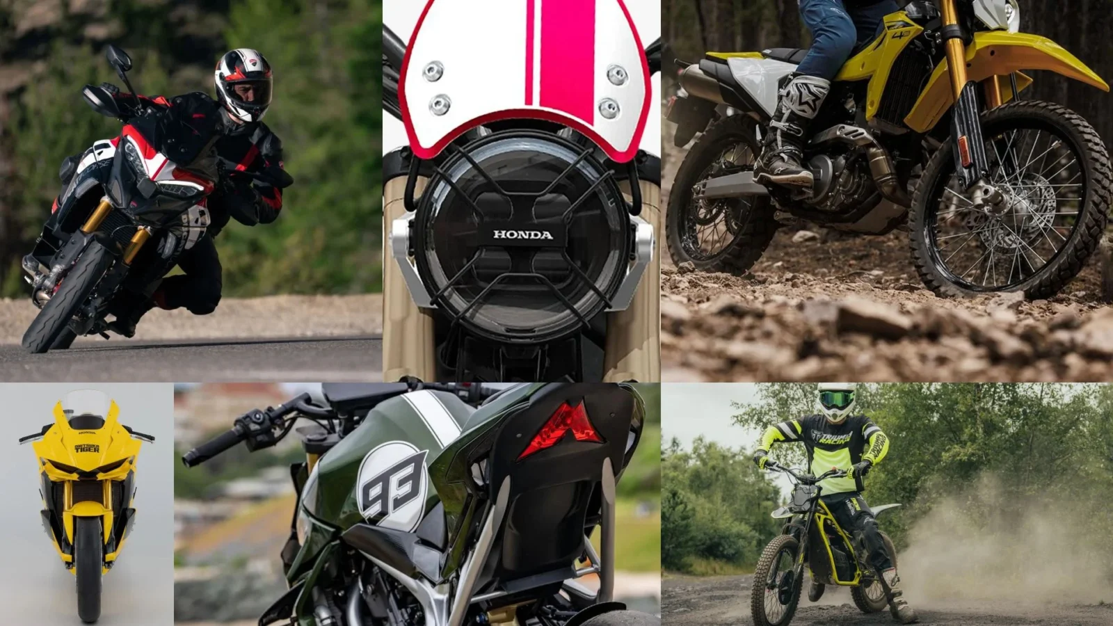 Montagem das dez novas motocicletas lançadas em 2026 por Ducati, Honda, Suzuki e outras marcas