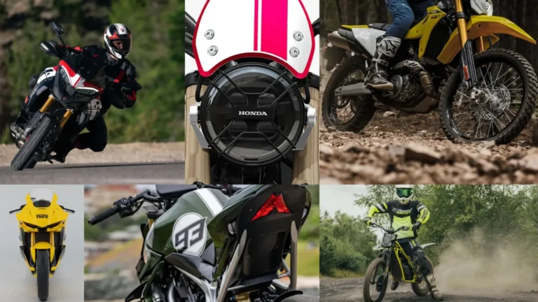 Montagem das dez novas motocicletas lançadas em 2026 por Ducati, Honda, Suzuki e outras marcas
