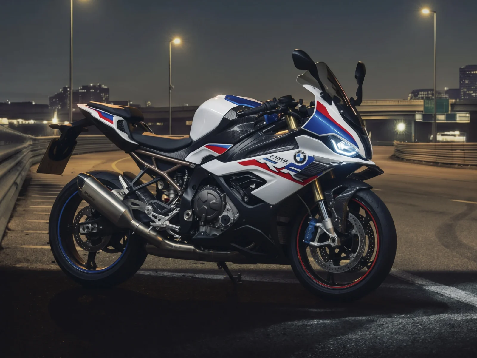 Silhueta sombreada de uma nova moto esportiva carenada divulgada em teaser oficial pela BMW Motorrad